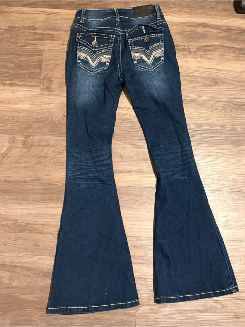 Women’s True Luck Dark Wash Low Waisted Flare Jeans - Picture 2 of 3